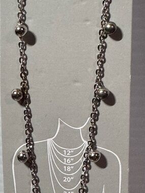 Brilliance Fine Jewelry Sterling Silver 18”Bead Chain Necklace -New Italy